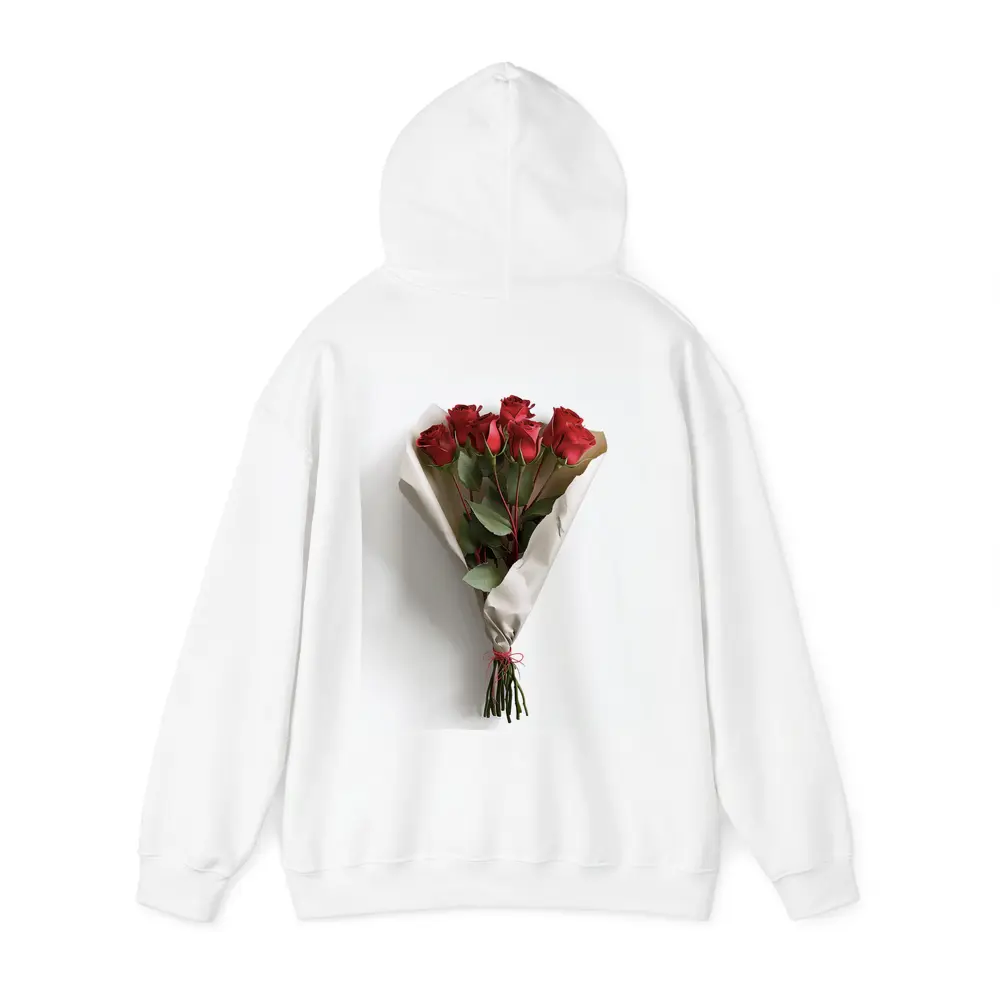 Red Roses Bouquet Wrapped White Paper – Hoodies
