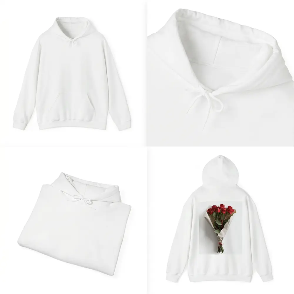Red Roses Bouquet Wrapped White Paper – Hoodies