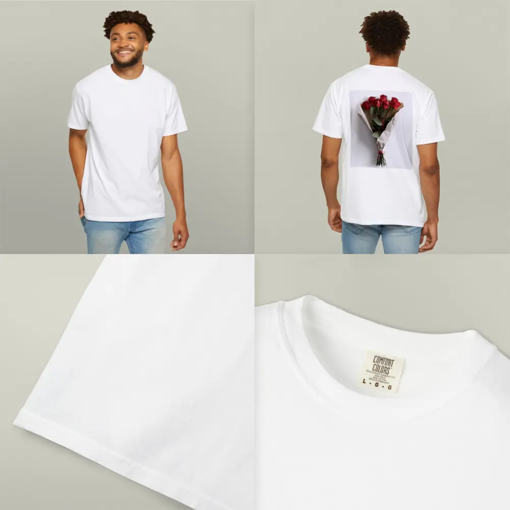 Red Roses Bouquet Wrapped White Paper – T-Shirts