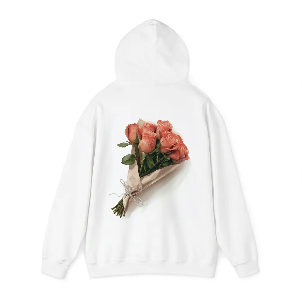 Coral Rose Bouquet Wrapped in Kraft Paper – Hoodies