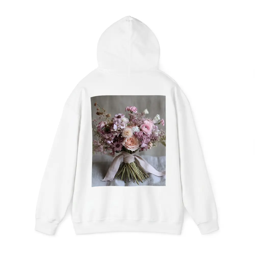Pink Rose Ranunculus Wildflower Bouquet Ribbon – Hoodies