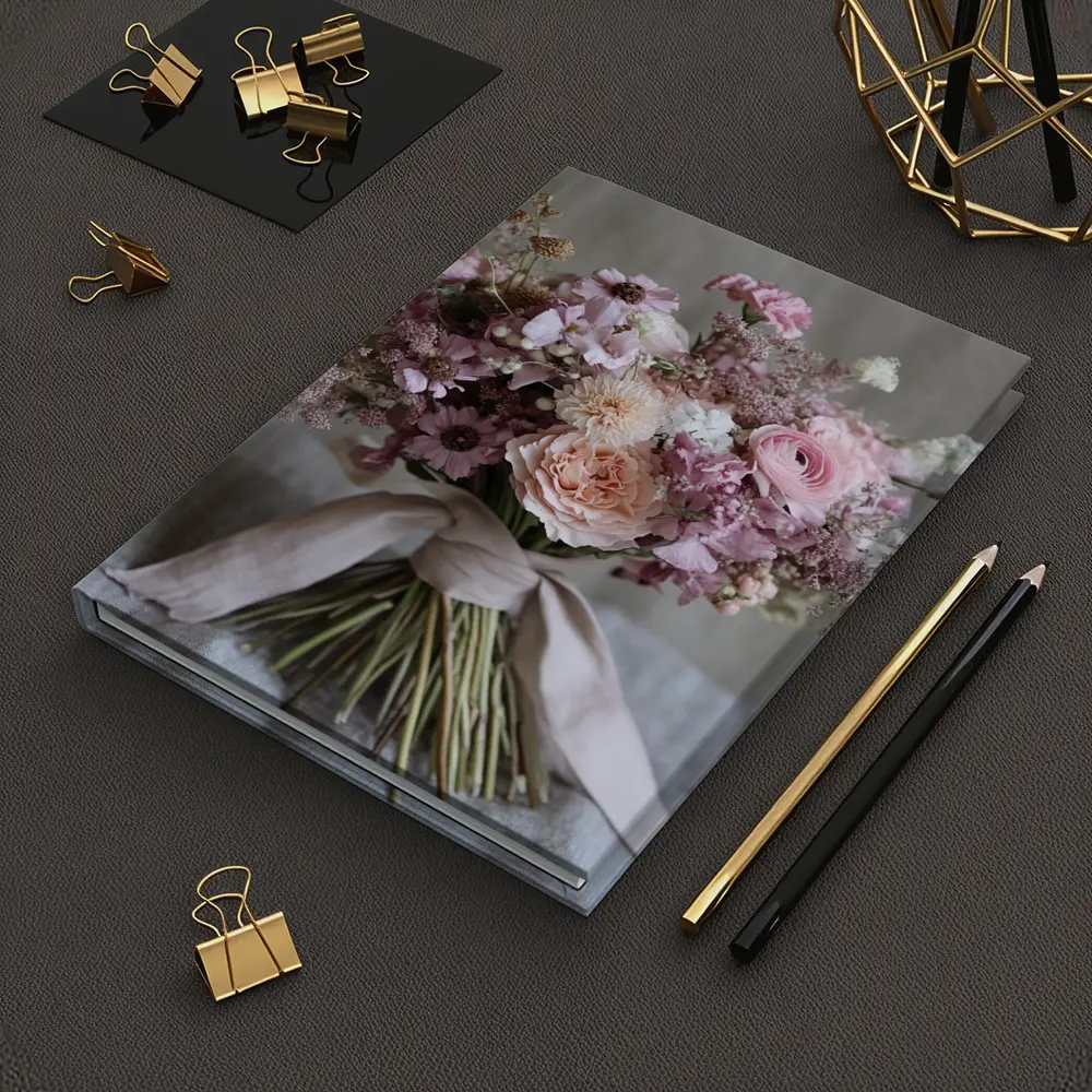 Pink Rose Ranunculus Wildflower Bouquet Ribbon – Notebooks