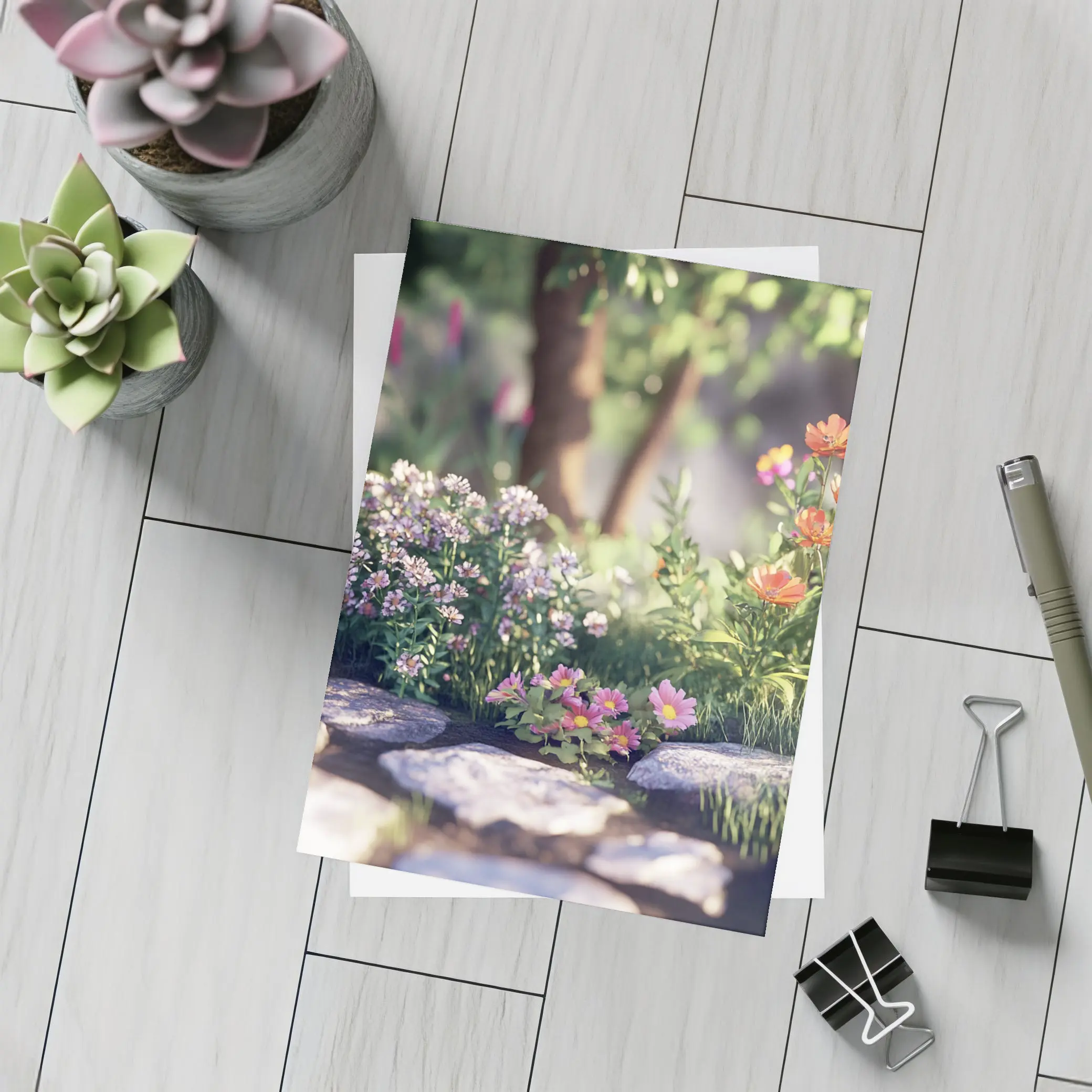 Garden Path Wildflowers Stone Steps Summer – Postcards