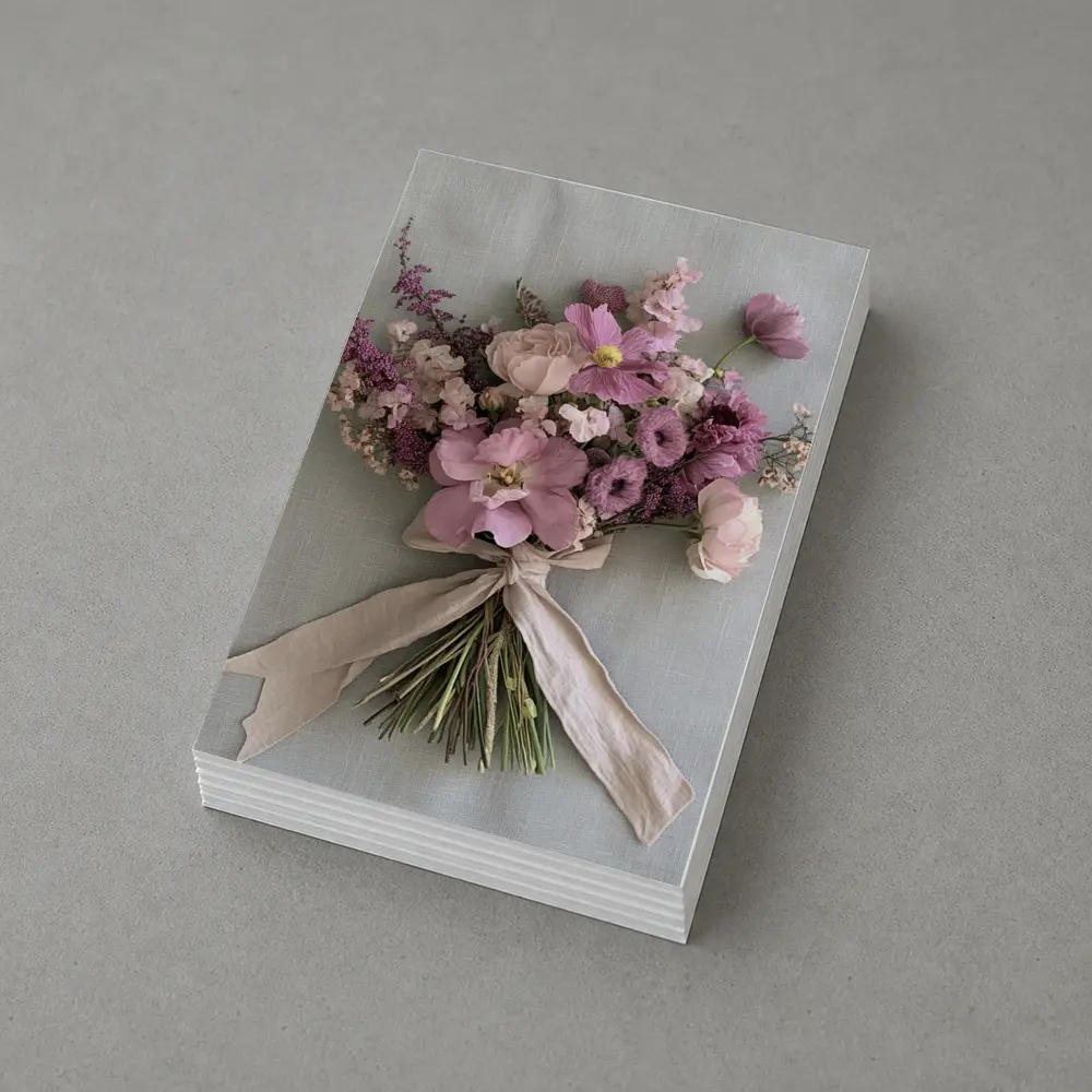 Pink Cosmos Rose Bouquet Ribbon Tied – Postcards