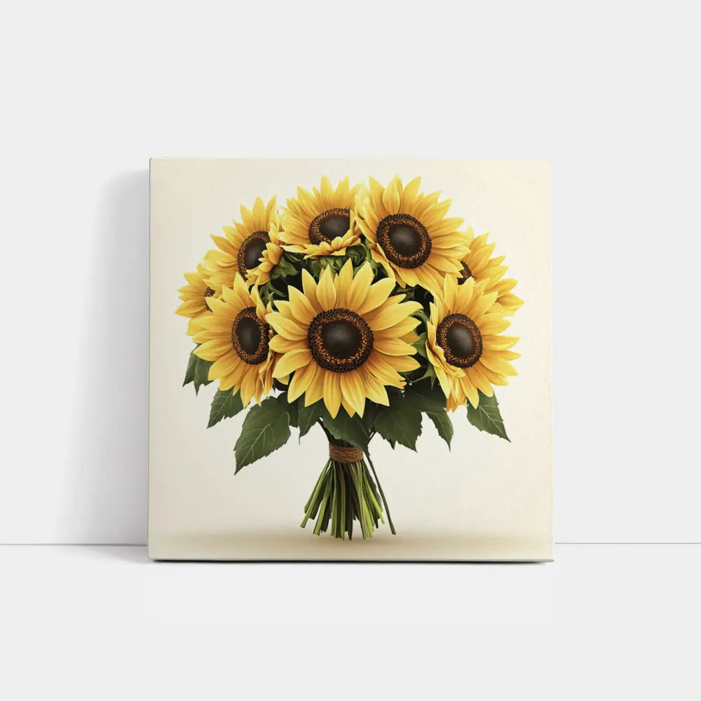 Sunflower Bouquet Tied With Twine Beige – Wall Art