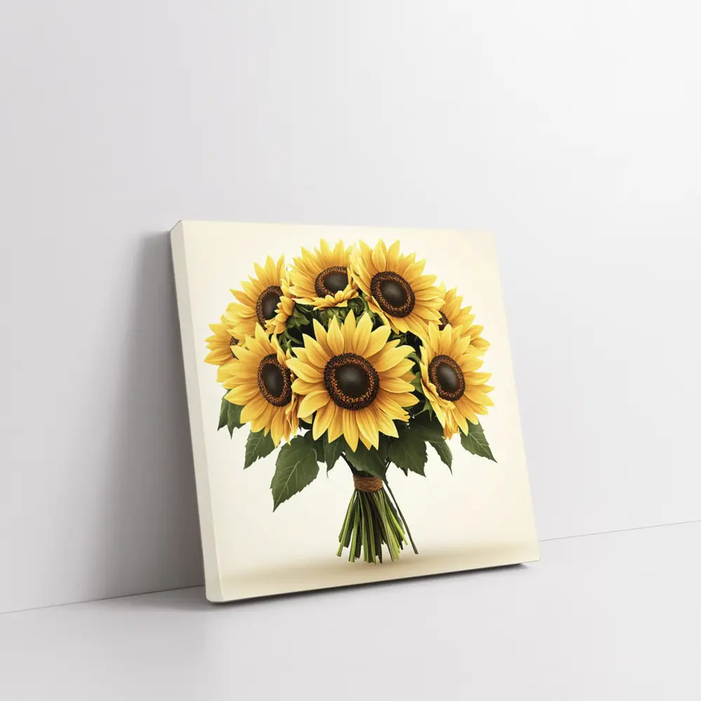 Sunflower Bouquet Tied With Twine Beige – Wall Art
