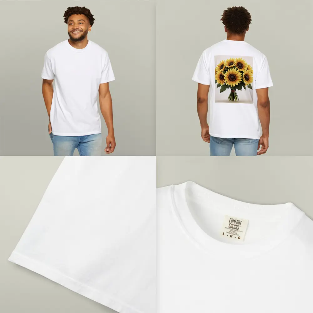 Sunflower Bouquet Tied With Twine Beige – T-Shirts