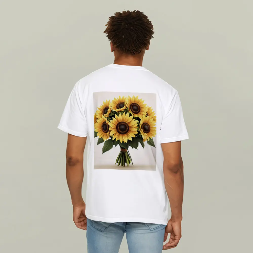 Sunflower Bouquet Tied With Twine Beige – T-Shirts