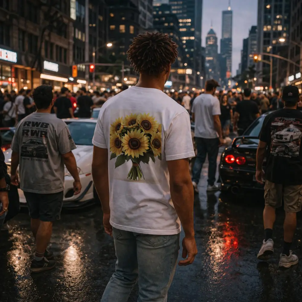 Sunflower Bouquet Tied With Twine Beige – T-Shirts