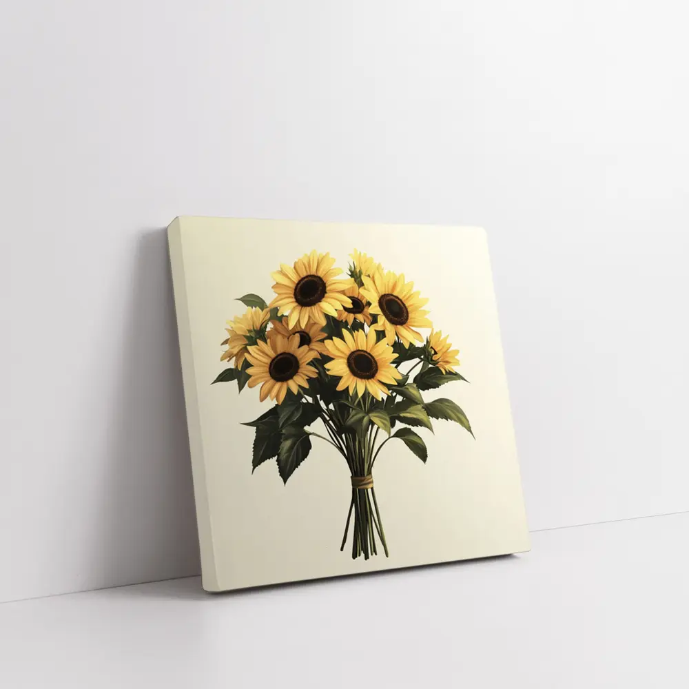 Sunflower Bouquet Tied With Twine Beige – Wall Art