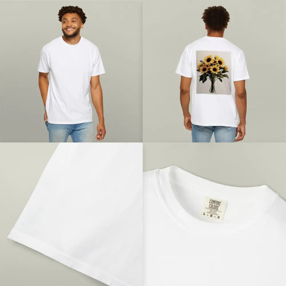 Sunflower Bouquet Tied With Twine Beige – T-Shirts