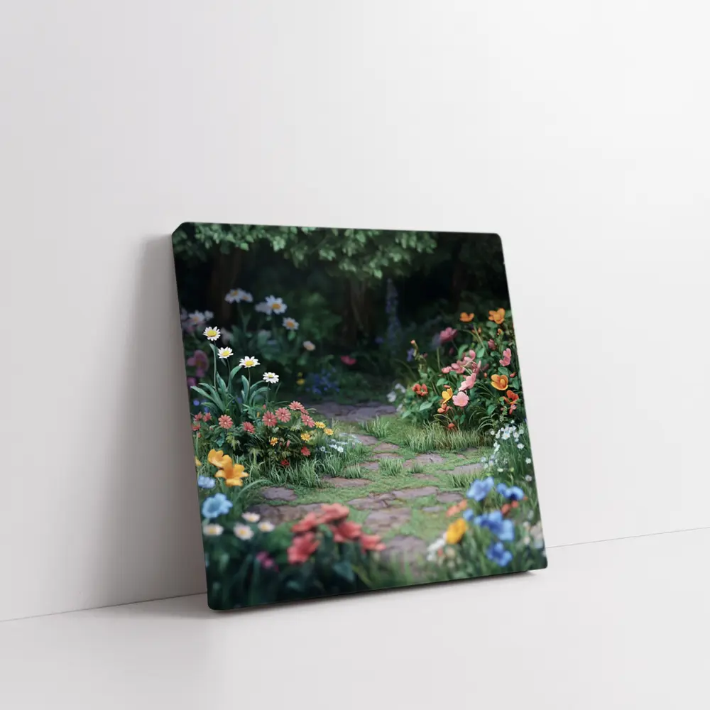 Garden Path Lined With Mixed Wildflowers – Wall Art