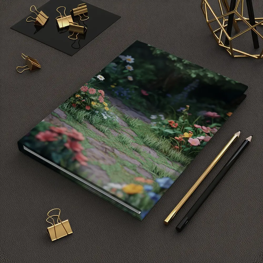 Garden Path Lined With Mixed Wildflowers – Notebooks