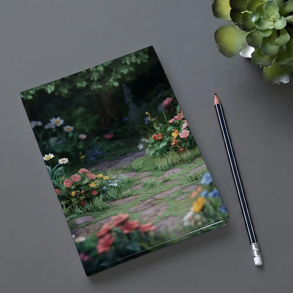 Garden Path Lined With Mixed Wildflowers – Notebooks