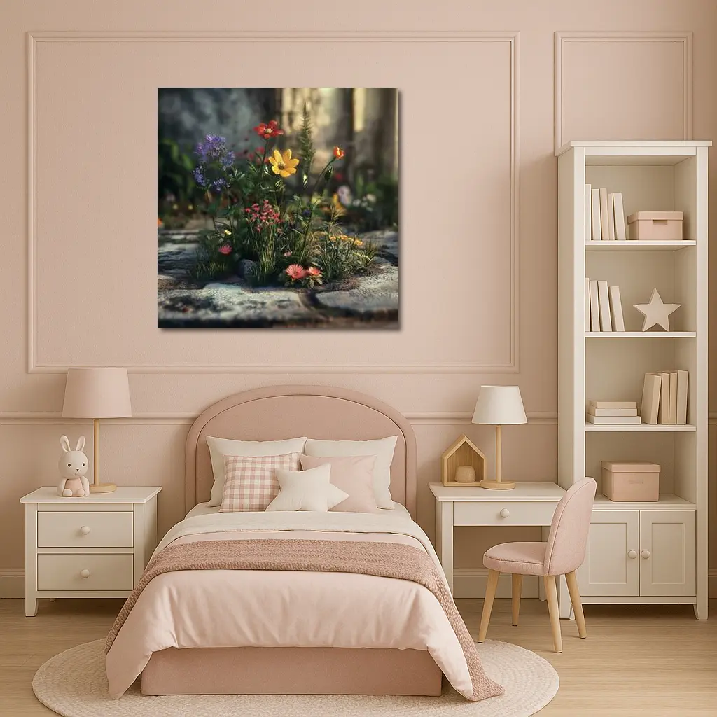 Wildflowers Growing Through Stone Pavement – Wall Art
