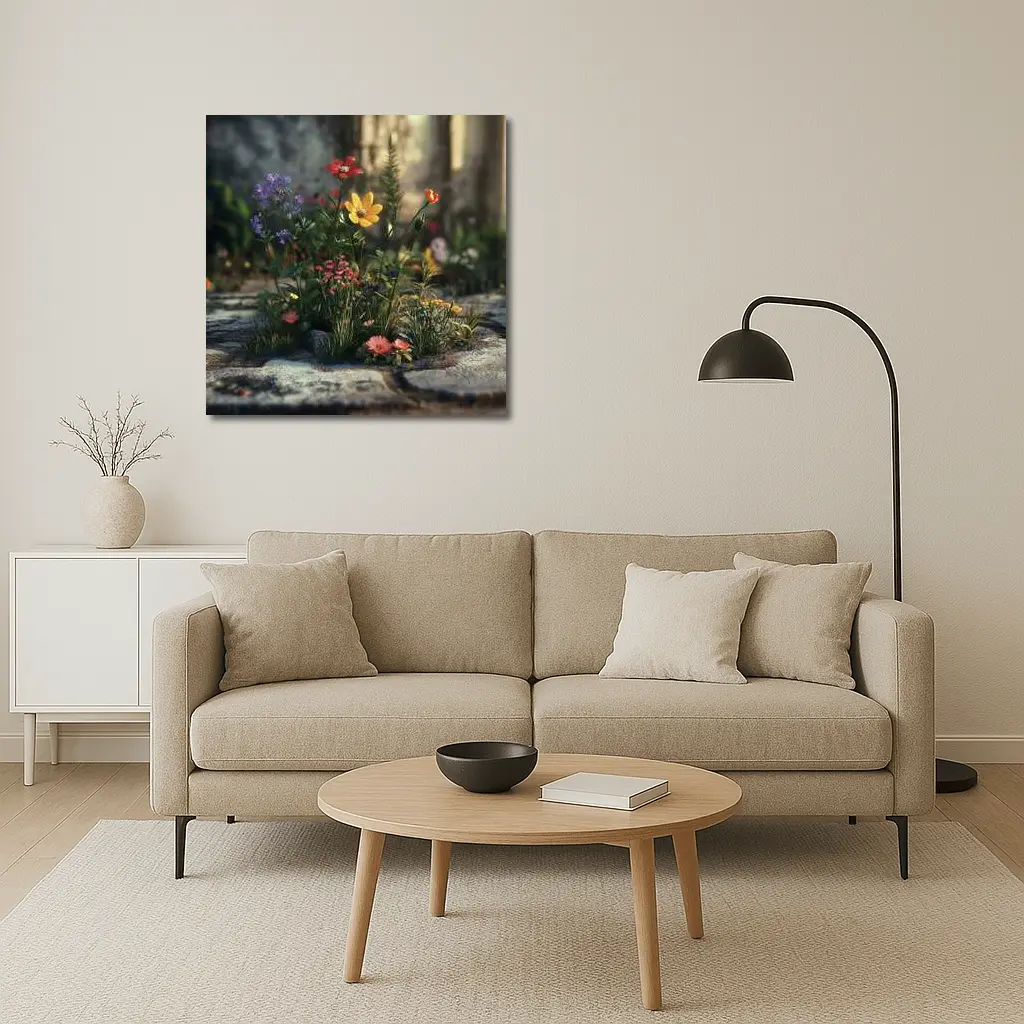 Wildflowers Growing Through Stone Pavement – Wall Art