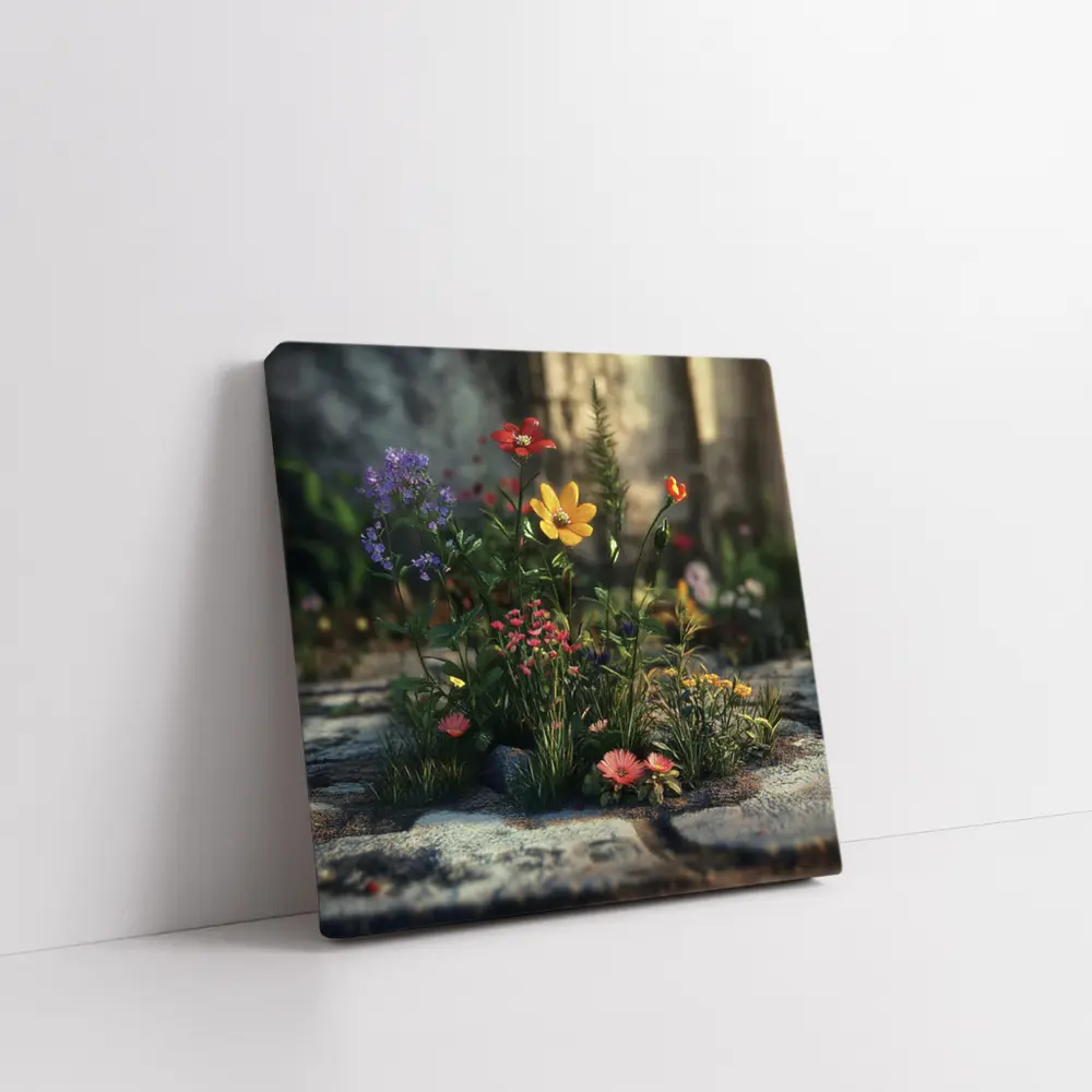 Wildflowers Growing Through Stone Pavement – Wall Art