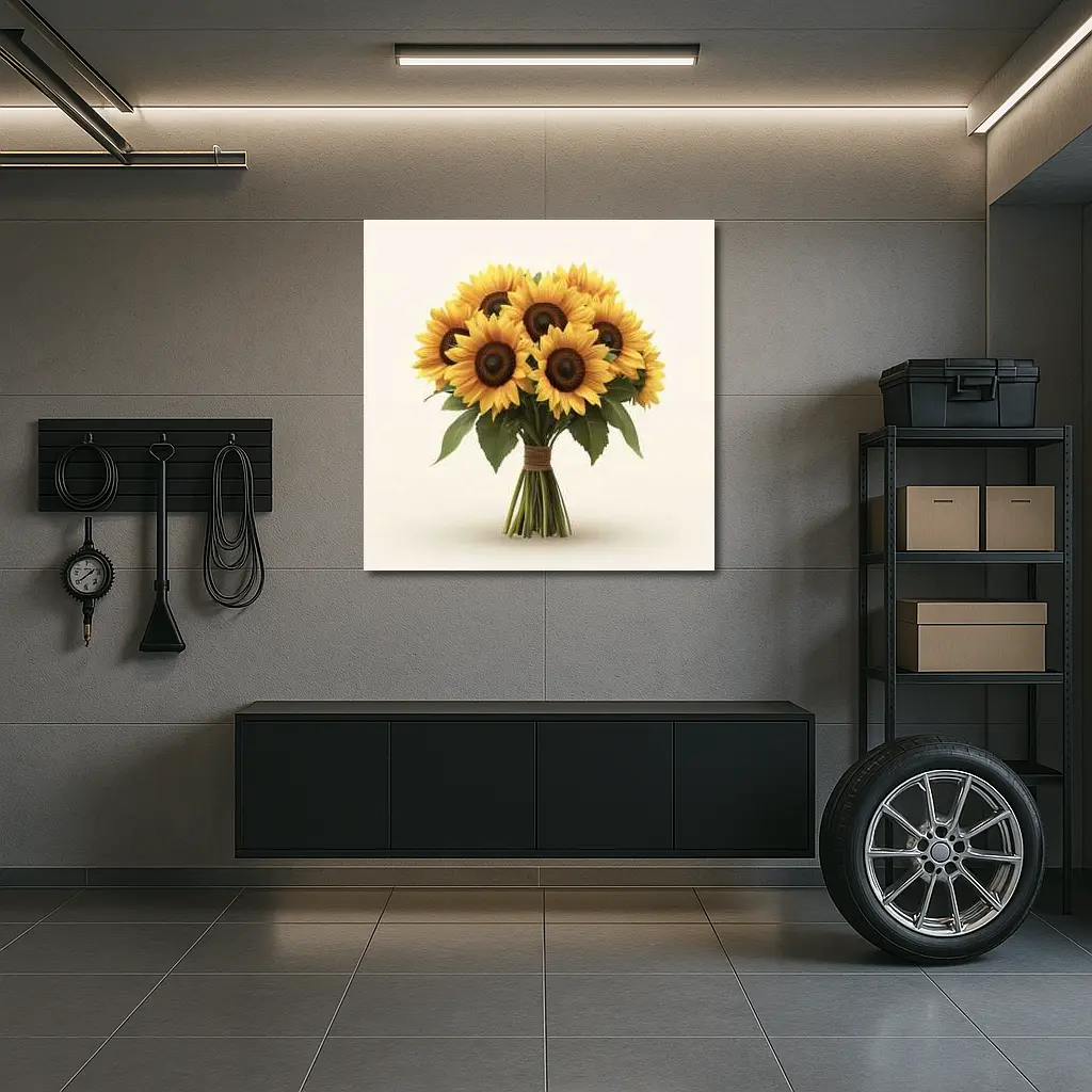 Sunflower Bouquet Tied With Twine Beige – Wall Art