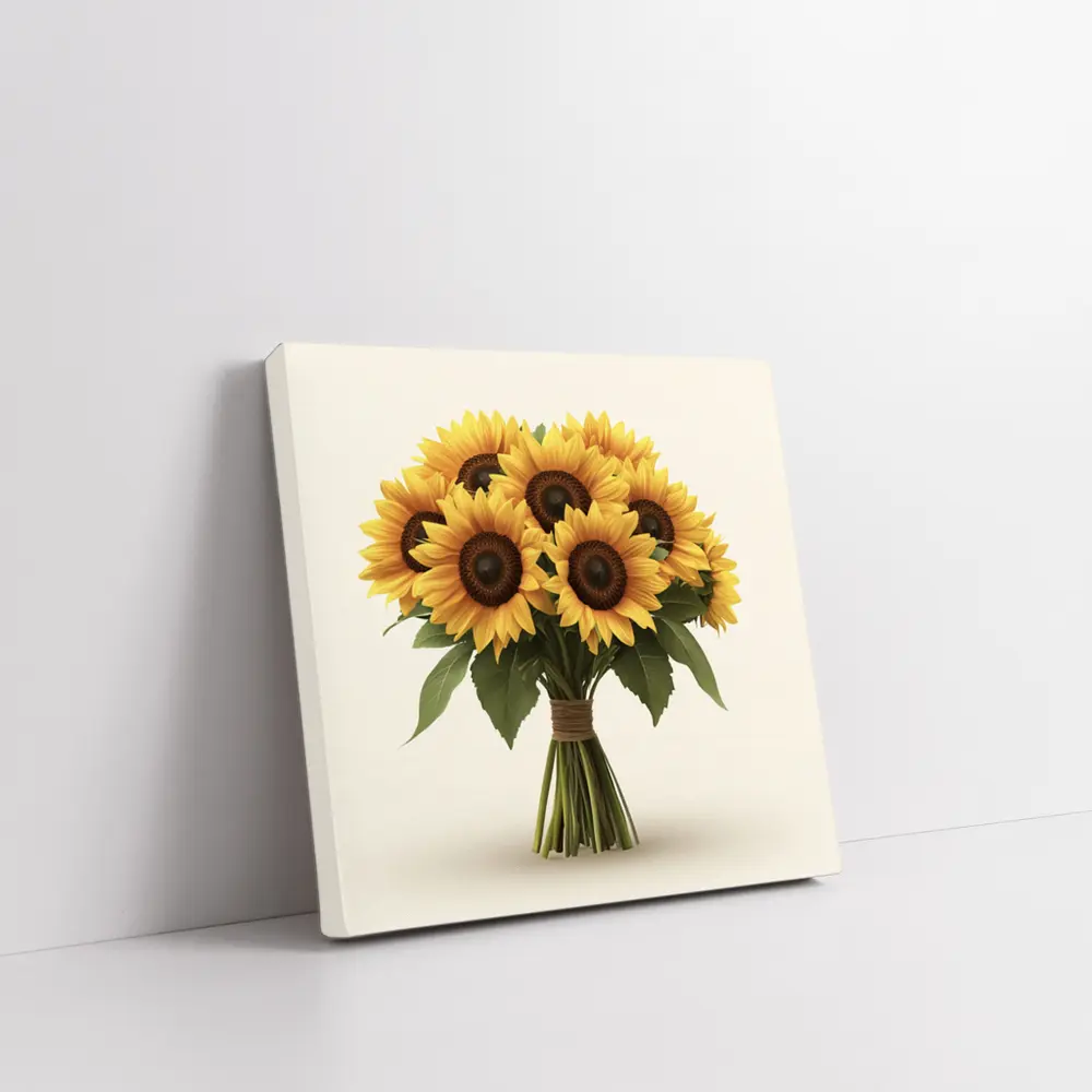 Sunflower Bouquet Tied With Twine Beige – Wall Art