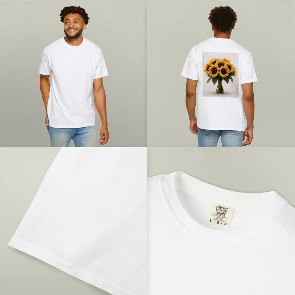 Sunflower Bouquet Tied With Twine Beige – T-Shirts