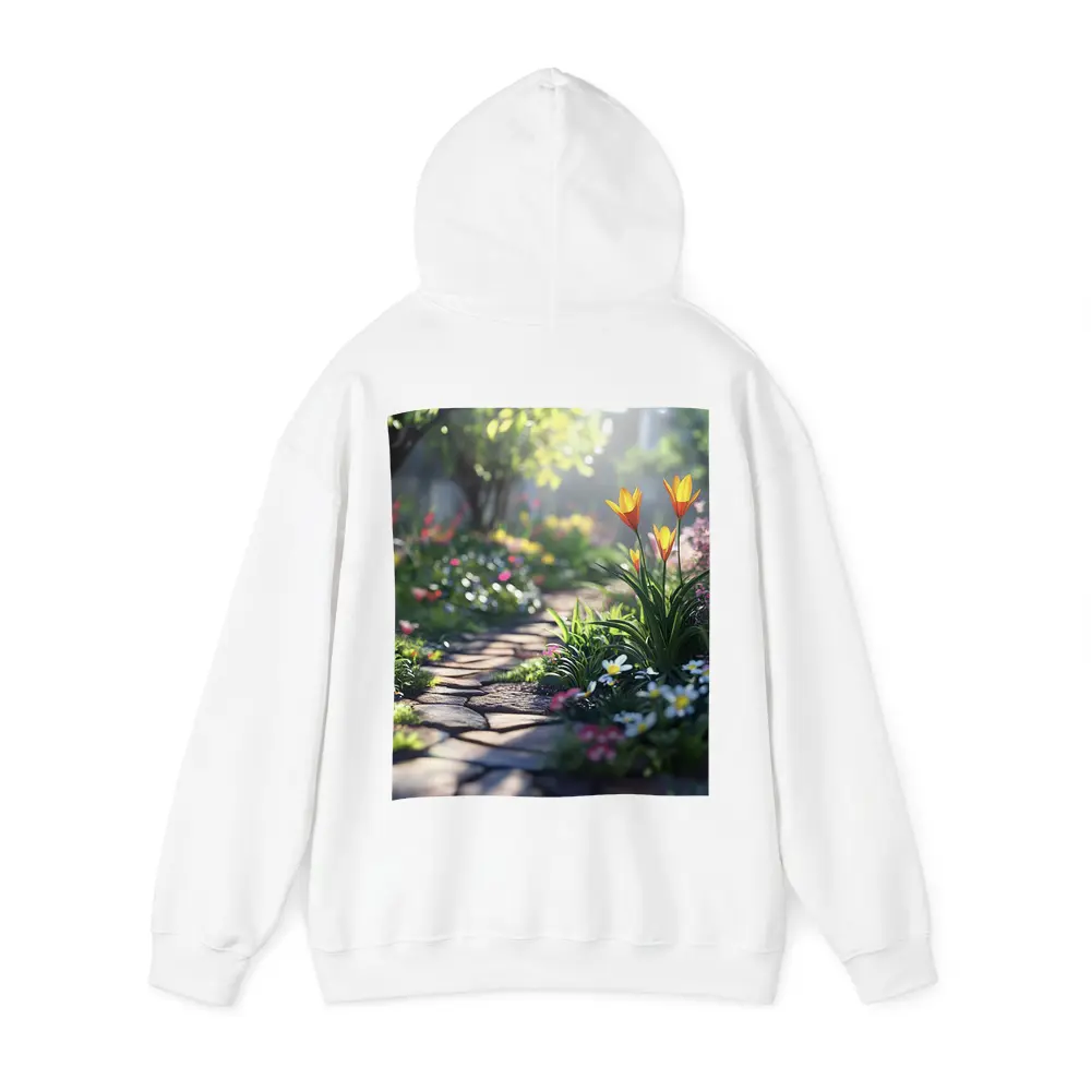 Sunny Garden Path Tulips Daisies Spring – Hoodies
