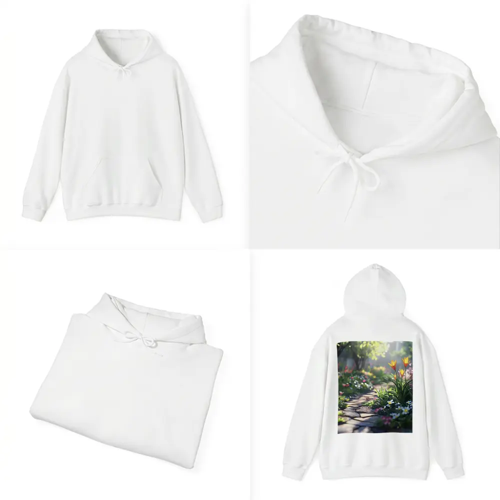 Sunny Garden Path Tulips Daisies Spring – Hoodies