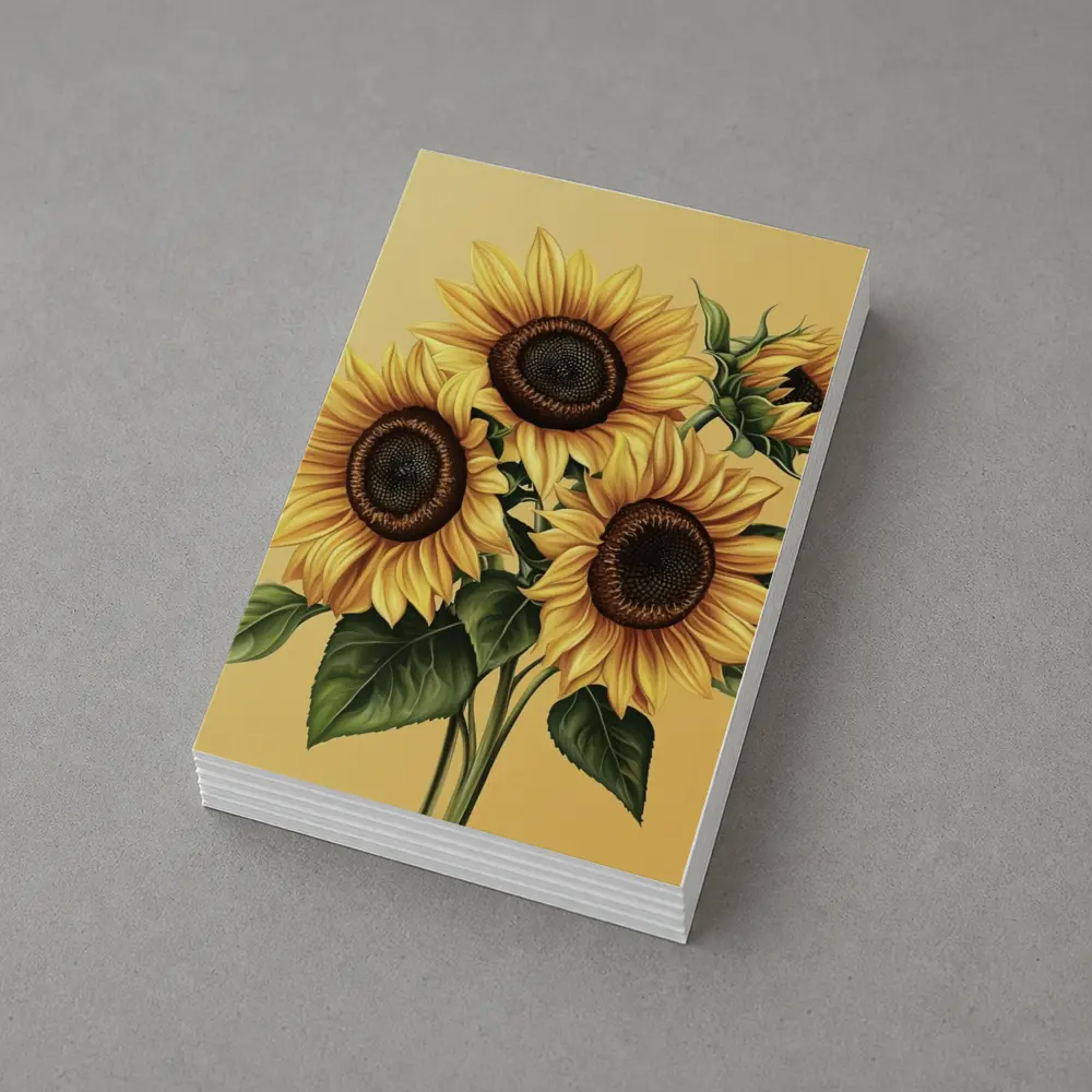 Sunflower Bouquet Illustration Yellow Warm Background – Postcards