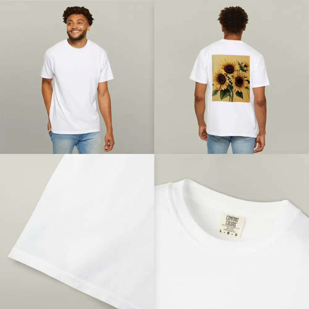 Sunflower Bouquet Illustration Yellow Warm Background – T-Shirts