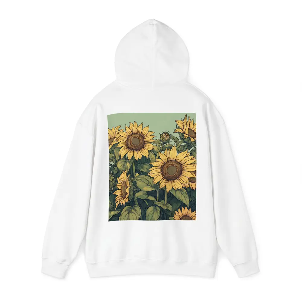 Sunflowers Illustration on Sage Green Background – Hoodies
