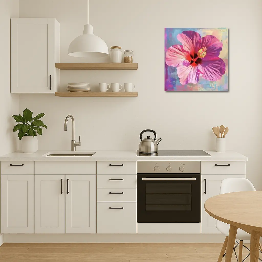 Pink Hibiscus Flower Bold Abstract Background – Wall Art