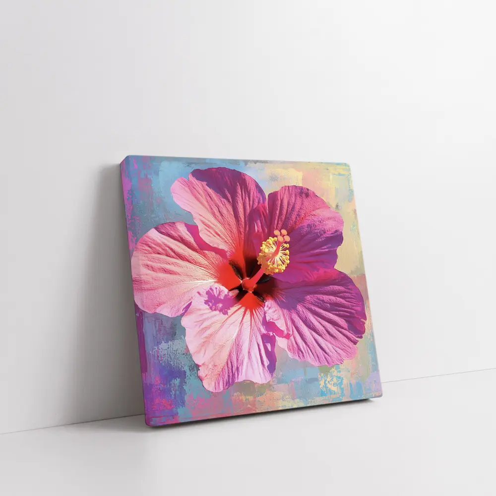 Pink Hibiscus Flower Bold Abstract Background – Wall Art