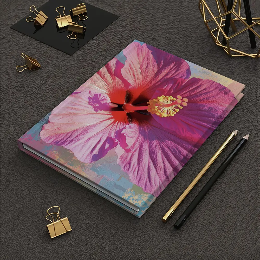 Pink Hibiscus Flower Bold Abstract Background – Notebooks