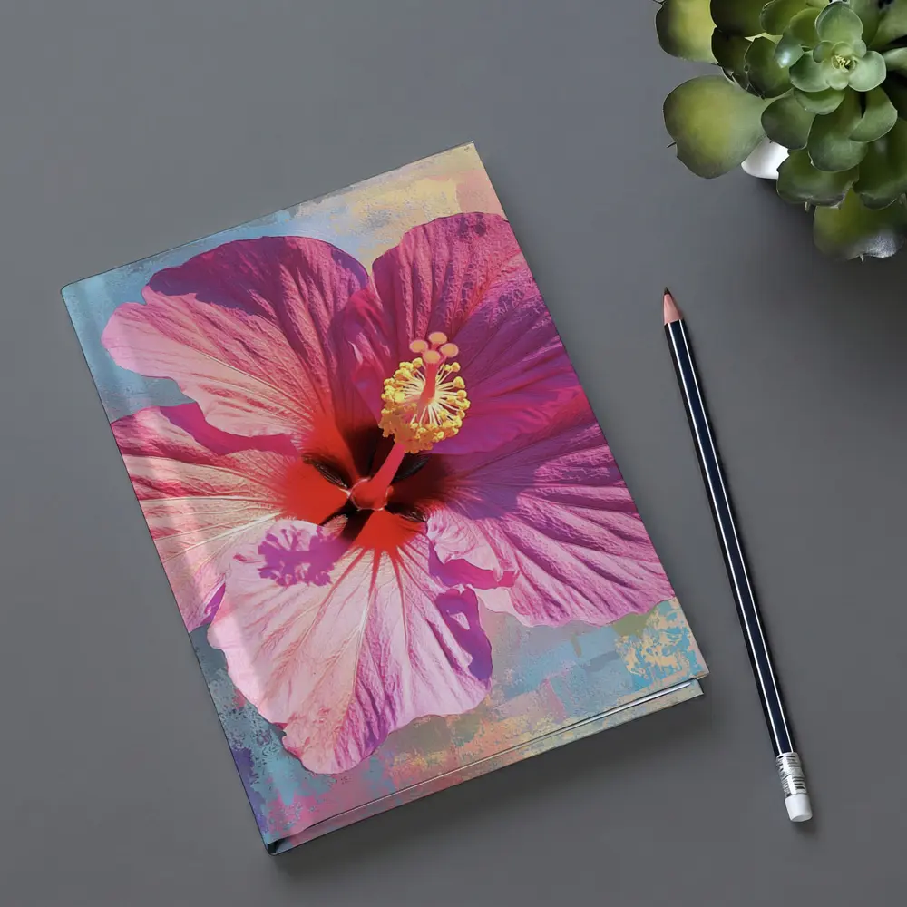Pink Hibiscus Flower Bold Abstract Background – Notebooks