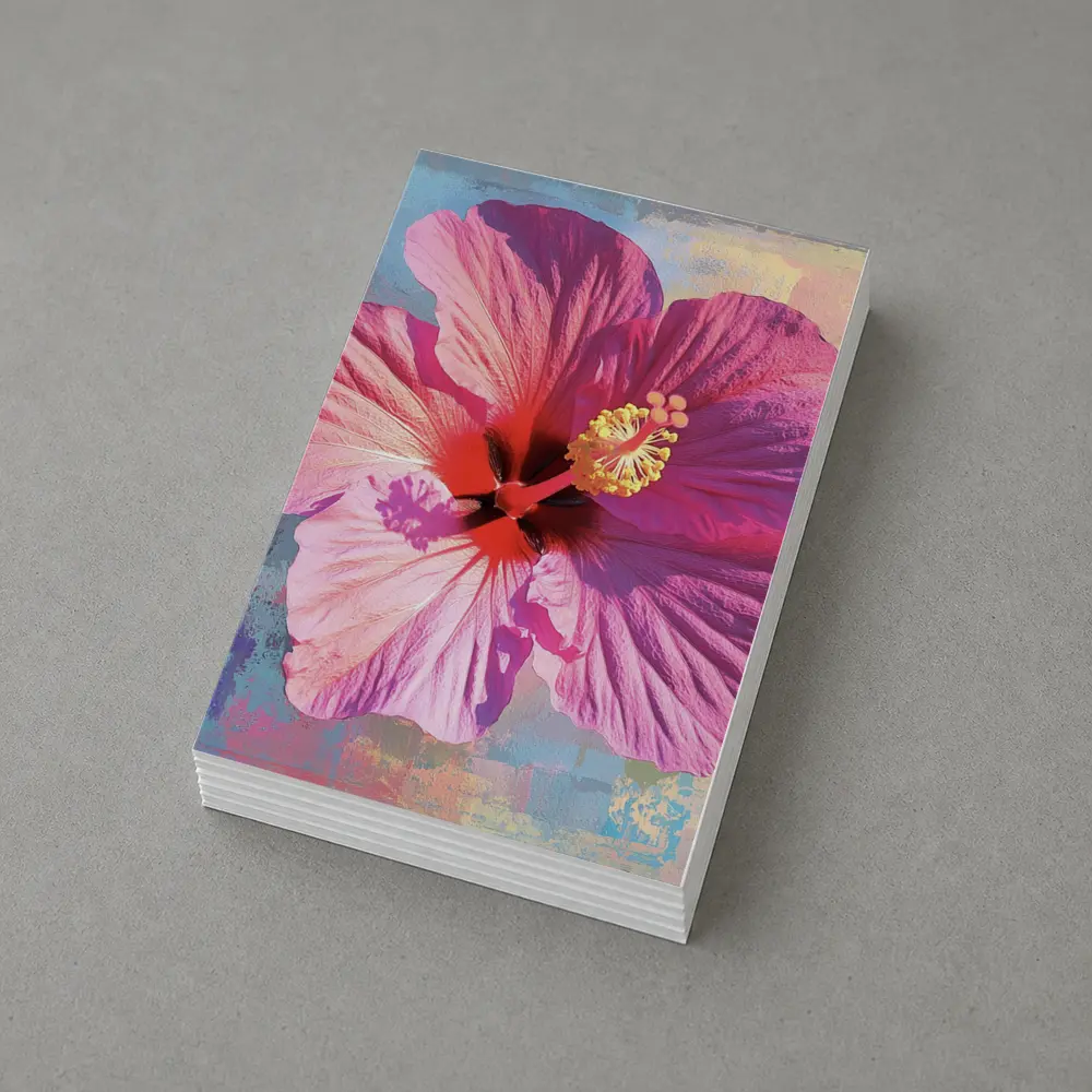 Pink Hibiscus Flower Bold Abstract Background – Postcards