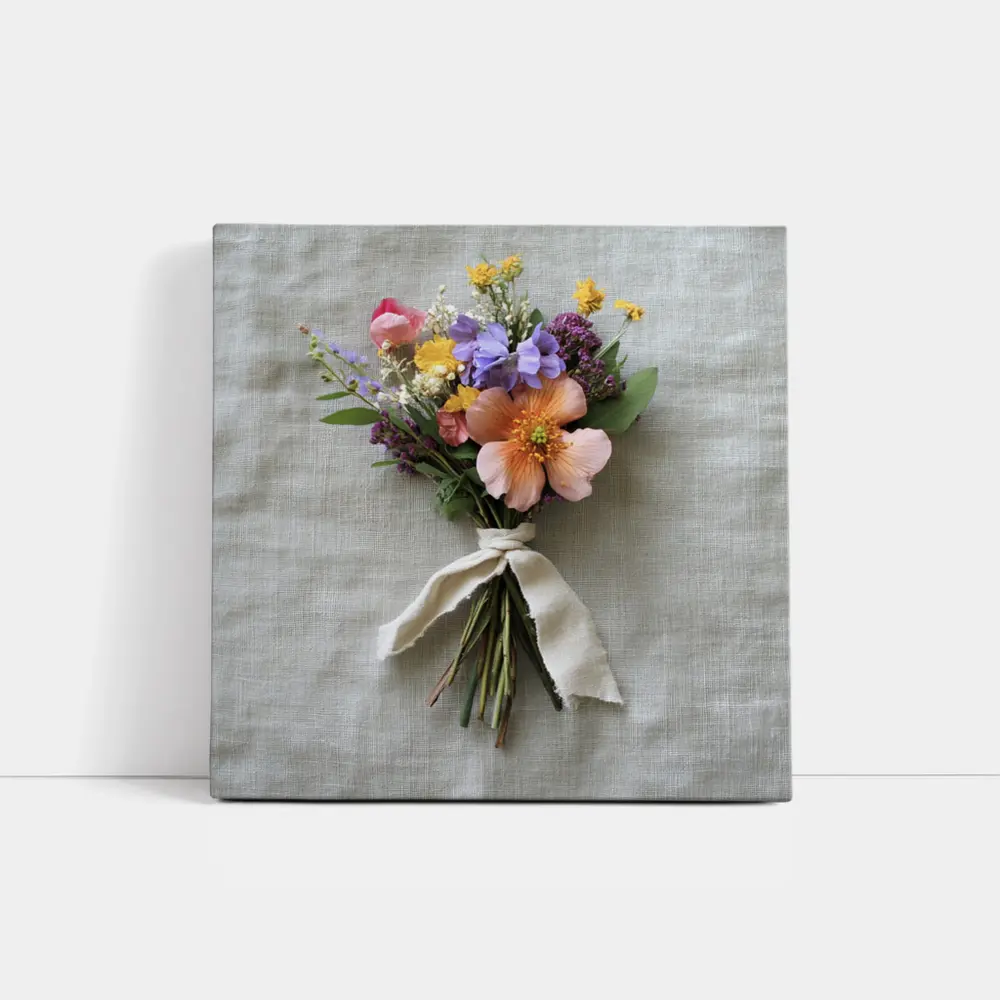 Wildflower Bouquet Tied With Linen Ribbon – Wall Art
