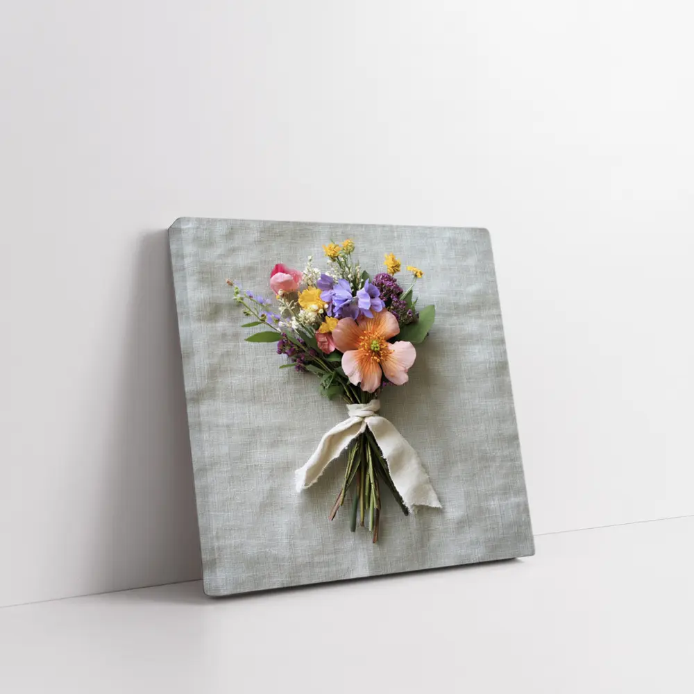 Wildflower Bouquet Tied With Linen Ribbon – Wall Art