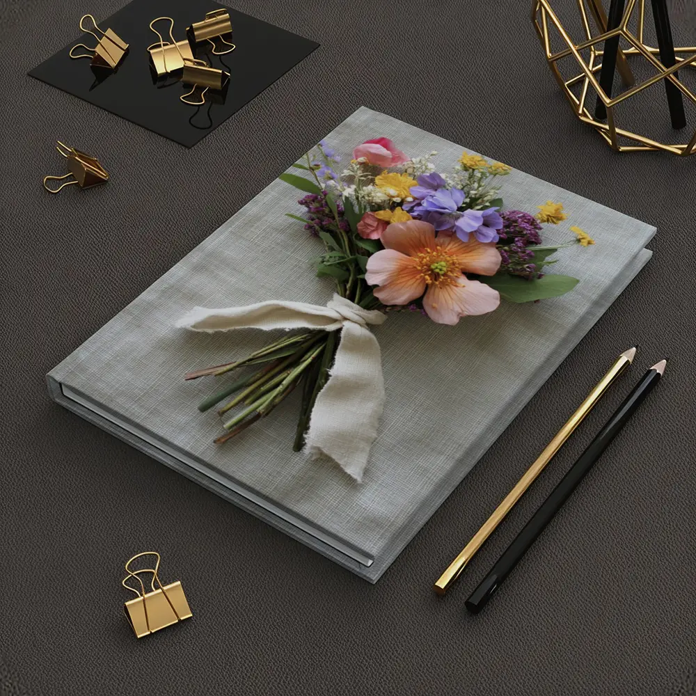 Wildflower Bouquet Tied With Linen Ribbon – Notebooks