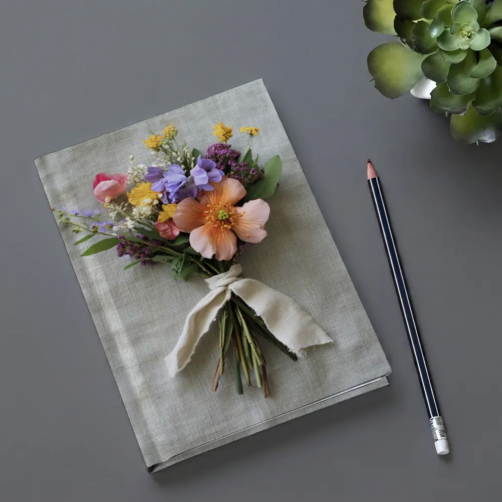 Wildflower Bouquet Tied With Linen Ribbon – Notebooks