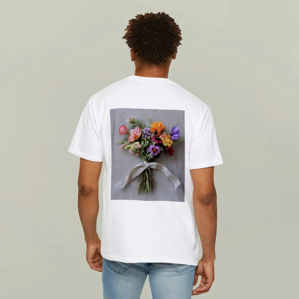 Colorful Wildflower Bouquet Tied Linen Ribbon – T-Shirts