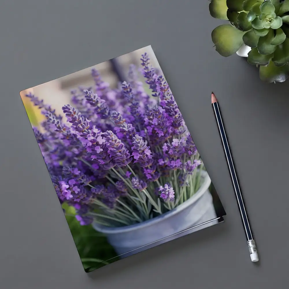 Lavender Flowers Bouquet In Metal Bucket – Notebooks