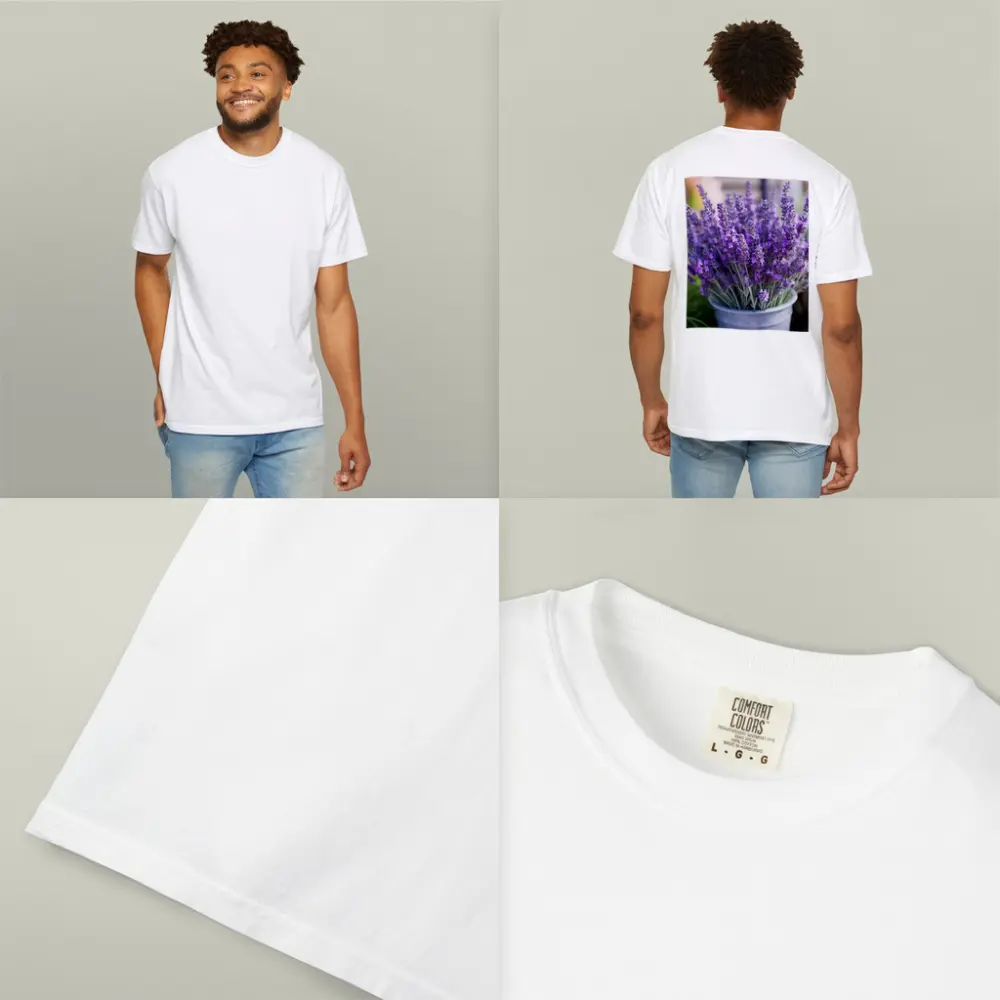 Lavender Flowers Bouquet In Metal Bucket – T-Shirts