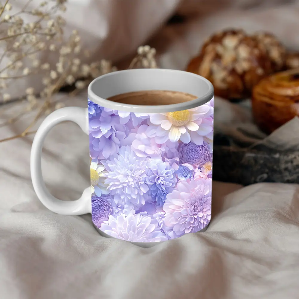 Pastel Purple Daisy Chrysanthemum Floral Mix – Mugs