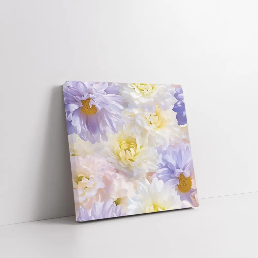 Soft Pastel Dahlias and Daisies Floral Pattern – Wall Art