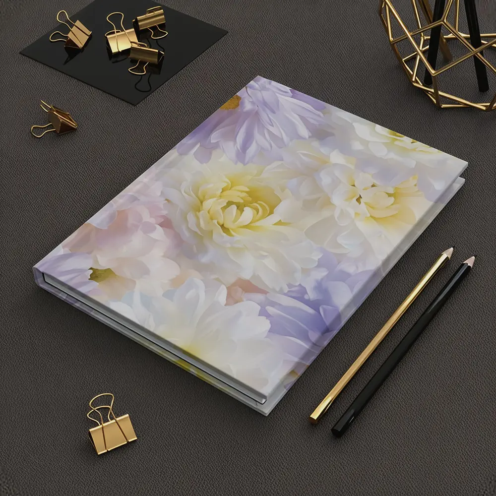 Soft Pastel Dahlias and Daisies Floral Pattern – Notebooks