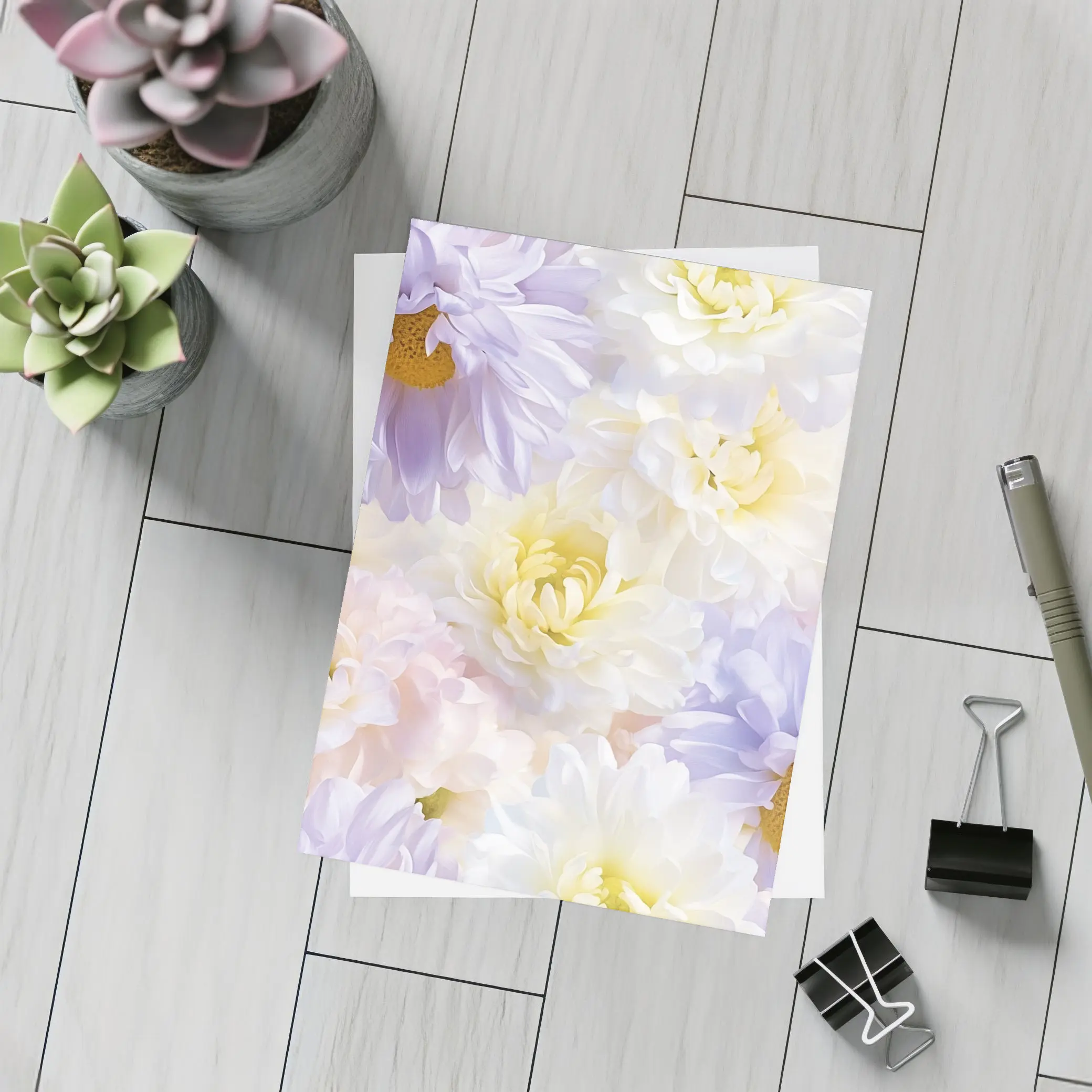Soft Pastel Dahlias and Daisies Floral Pattern – Postcards