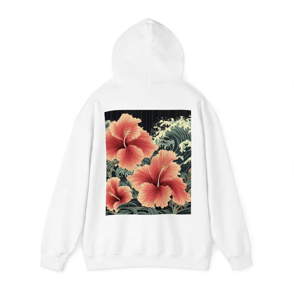 Hibiscus Flowers Japanese Wave Art Style – Hoodies