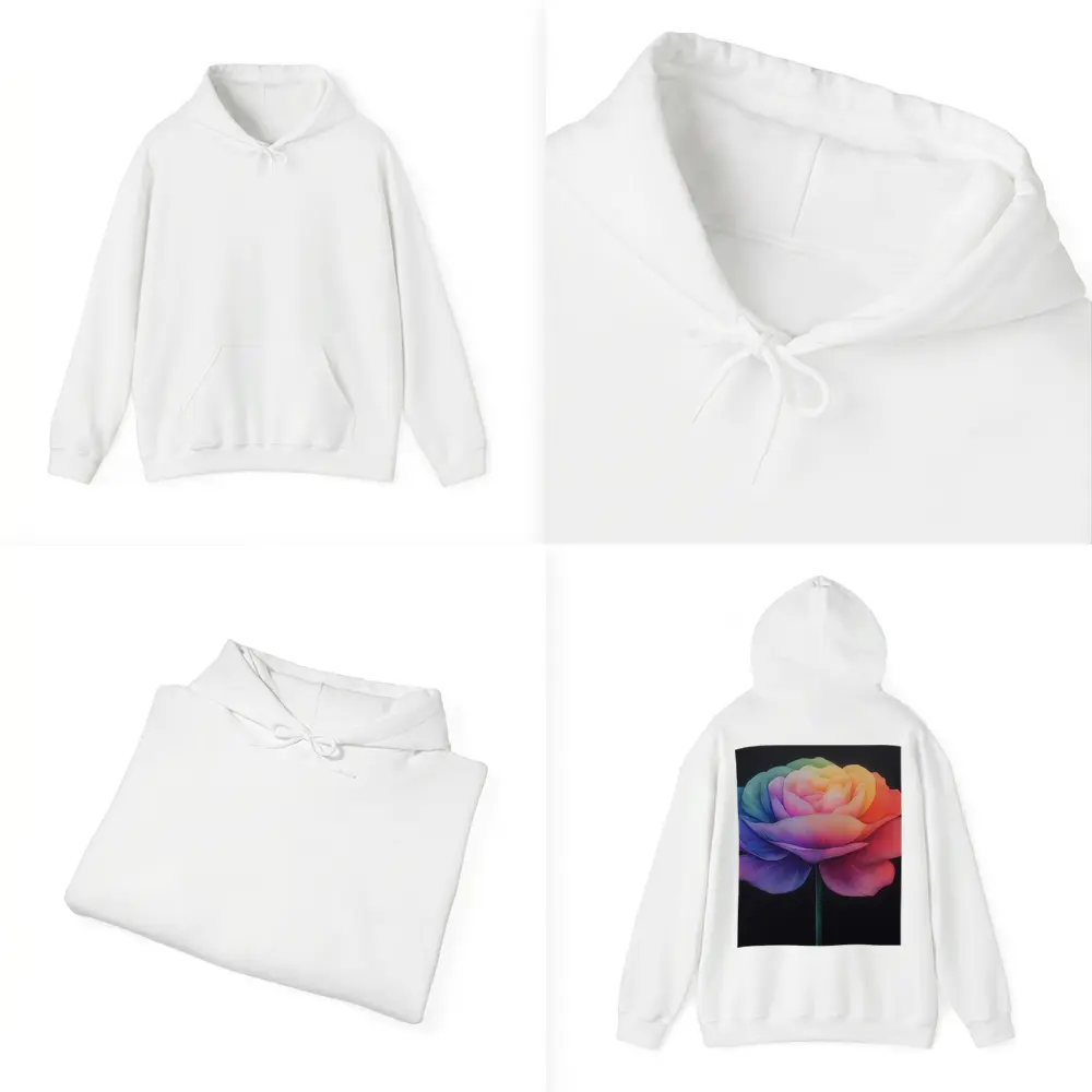 Rainbow Rose Flower Dark Black Background – Hoodies