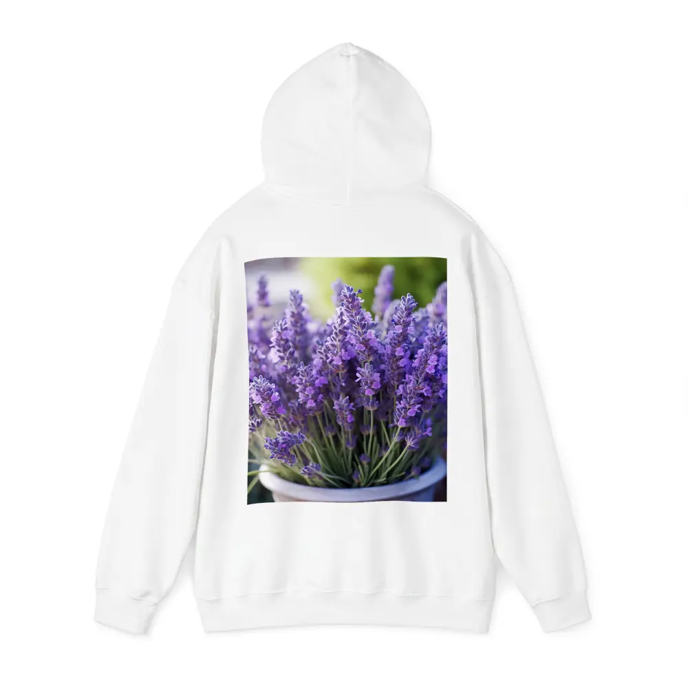 Lavender Flowers In White Pot Garden – Hoodies