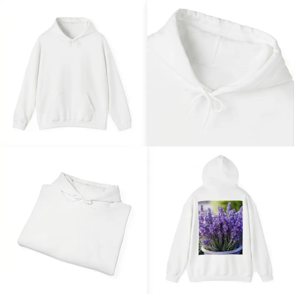 Lavender Flowers In White Pot Garden – Hoodies