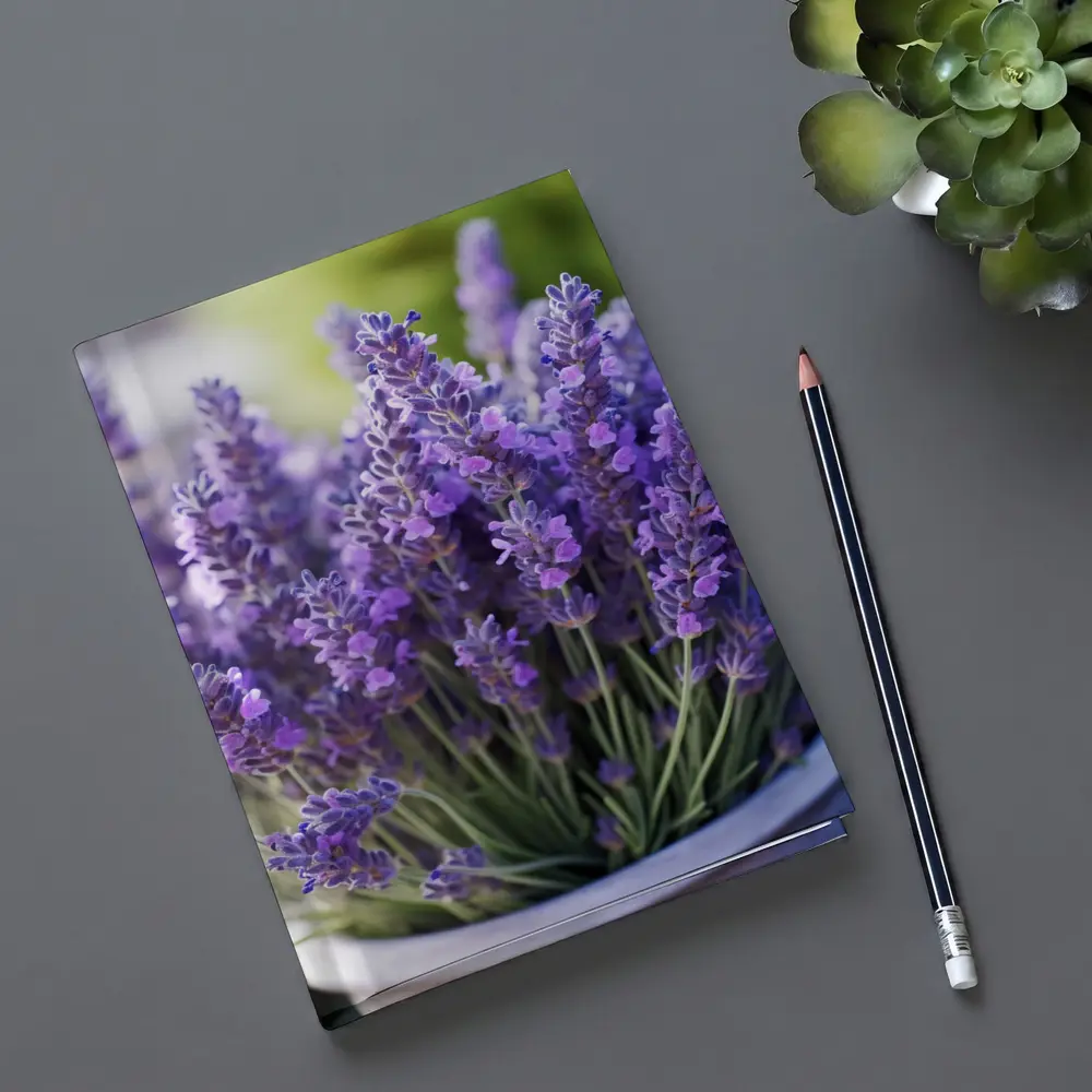 Lavender Flowers In White Pot Garden – Notebooks